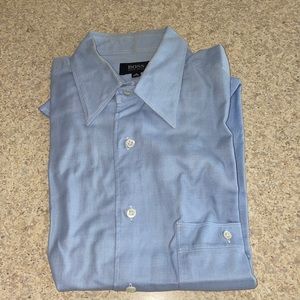 blue men’s dress shirt